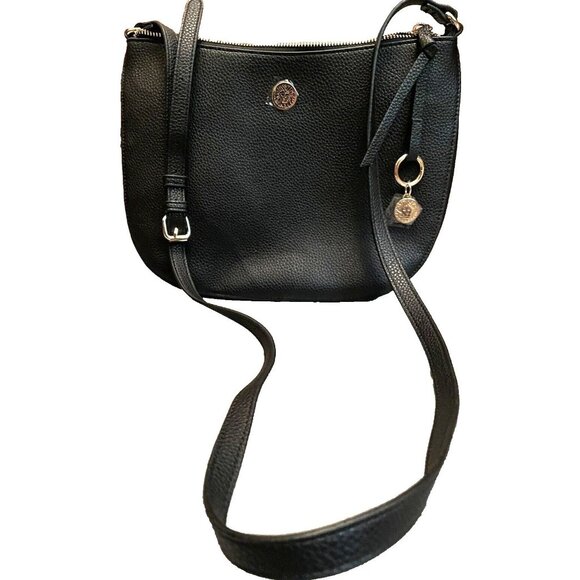 Anne Klein handbag Black faux Leather Gold Buckle adjustable Cross Body Strap - Picture 2 of 5